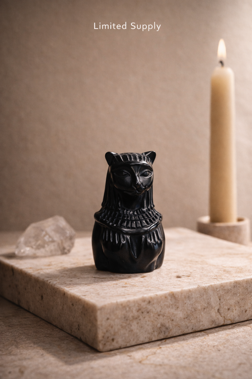HU3 Matter™ Obsidian Collection| Bastet — Sculpted Obsidian Bust (Approx. 2.3 in)