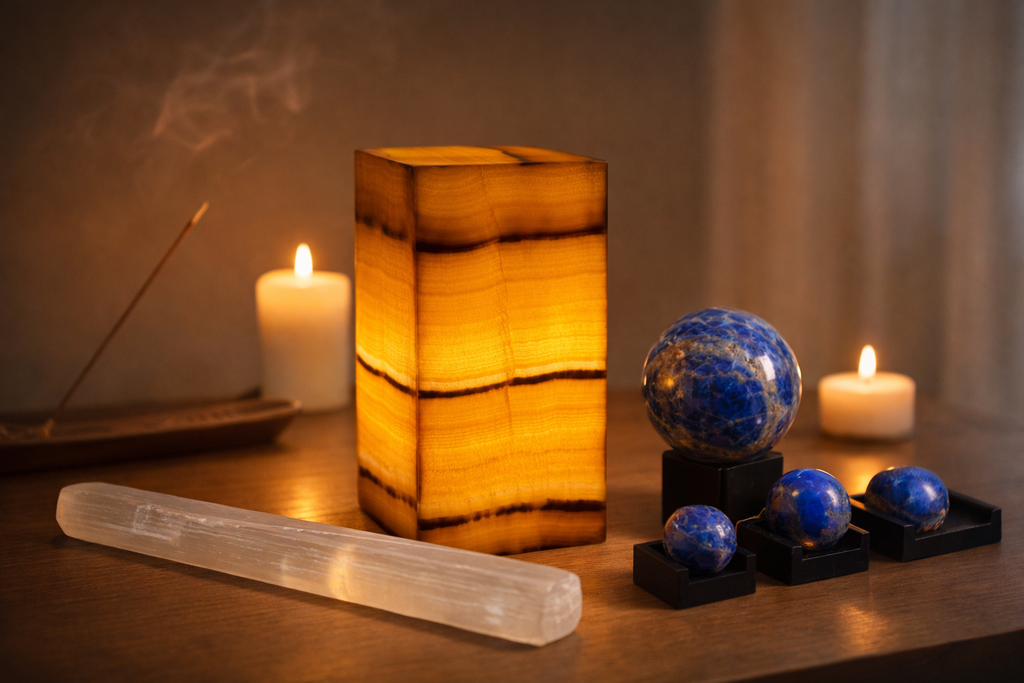 Hu3 Matter™ Sandstone Glow Box — Natural Lamp (With Lid / Open Top)