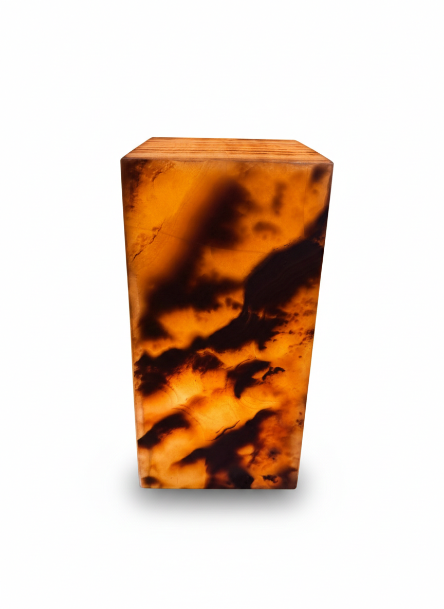 Hu3 Matter™ Sandstone Glow Lamp — Warm Amber Stone Block