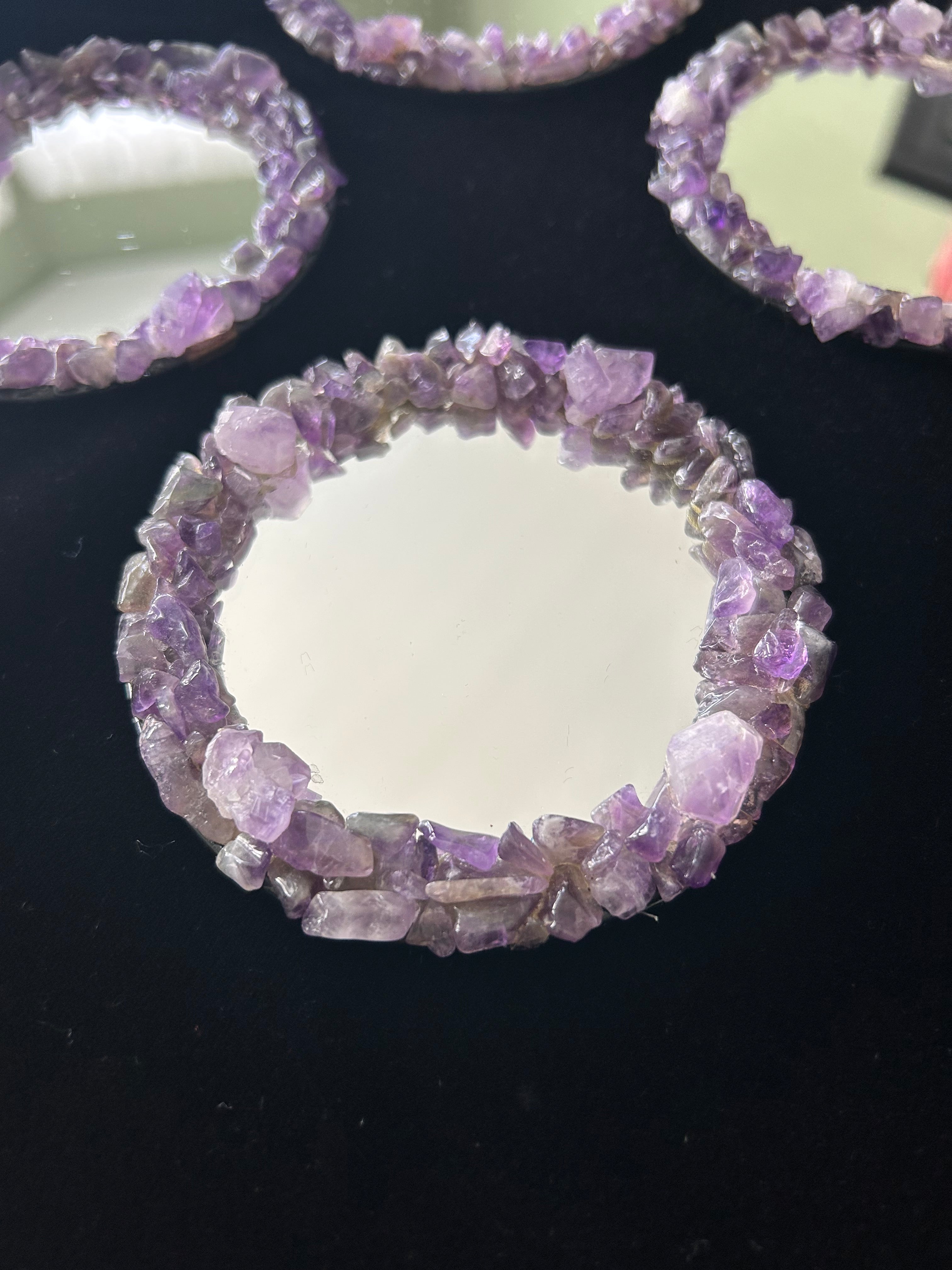 Hu3 Matter™ Amethyst Crystal Mirrored Coaster (Handmade)